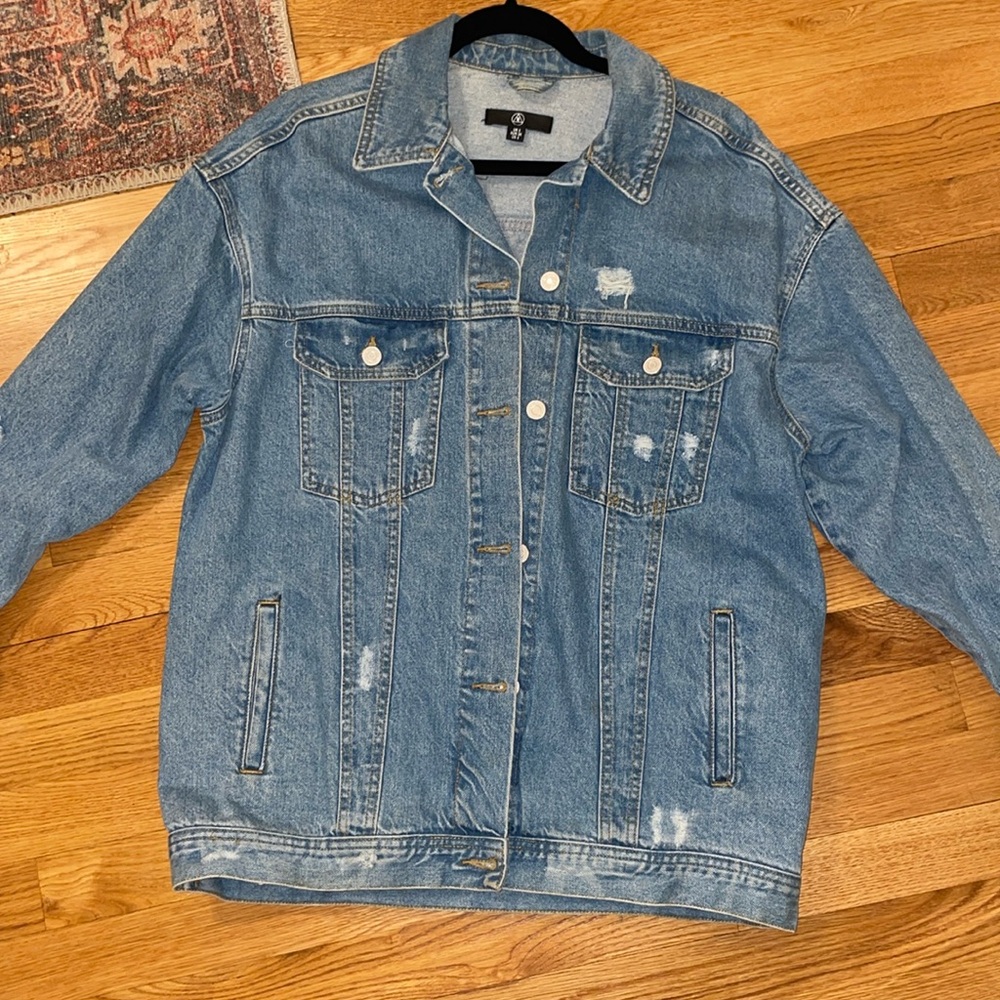 Missguided oversized distressed denim jacket